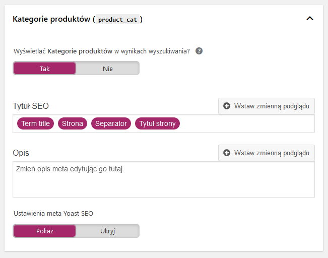 Pozycjonowanie Wordpress - Woocommerce - automatyczne generowanie meta tytułu i opisu dla kategorii